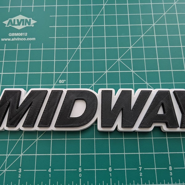 MIDWAY Logo 3D printed wall display sign 2 color many colors available