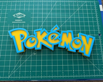 Pokemon style 3D printed logo display shelf wall stand art