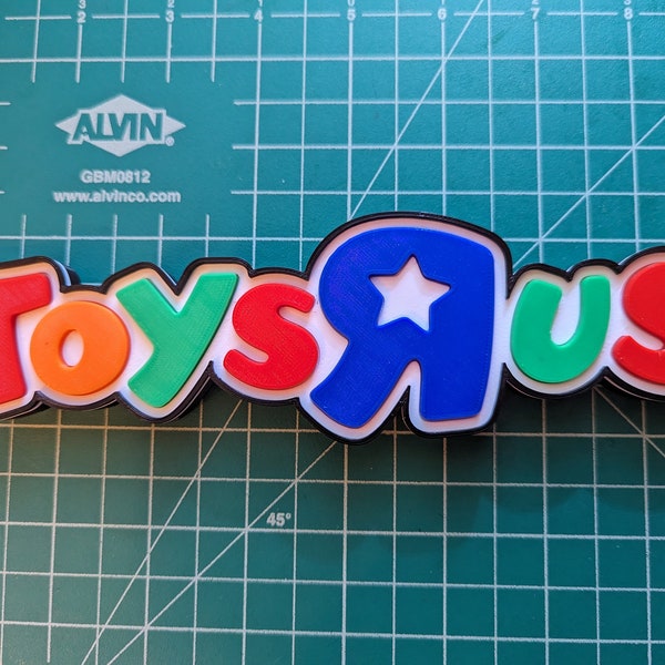 Toys R Us logo sign 3D printed display shelf wall art