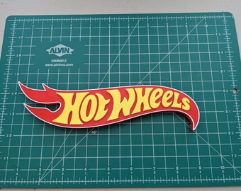 Hot Wheels modern 3D printed logo sign fan art display 3-color shelf desk wall