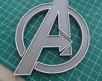 Avengers 3D printed A logo wall mount display 2 color outline