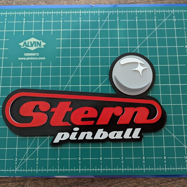 Stern Pinball logo emblem symbol 3D printed color game company sign