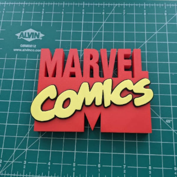 Marvel Comics logo sign display shelf wall 3D printed art