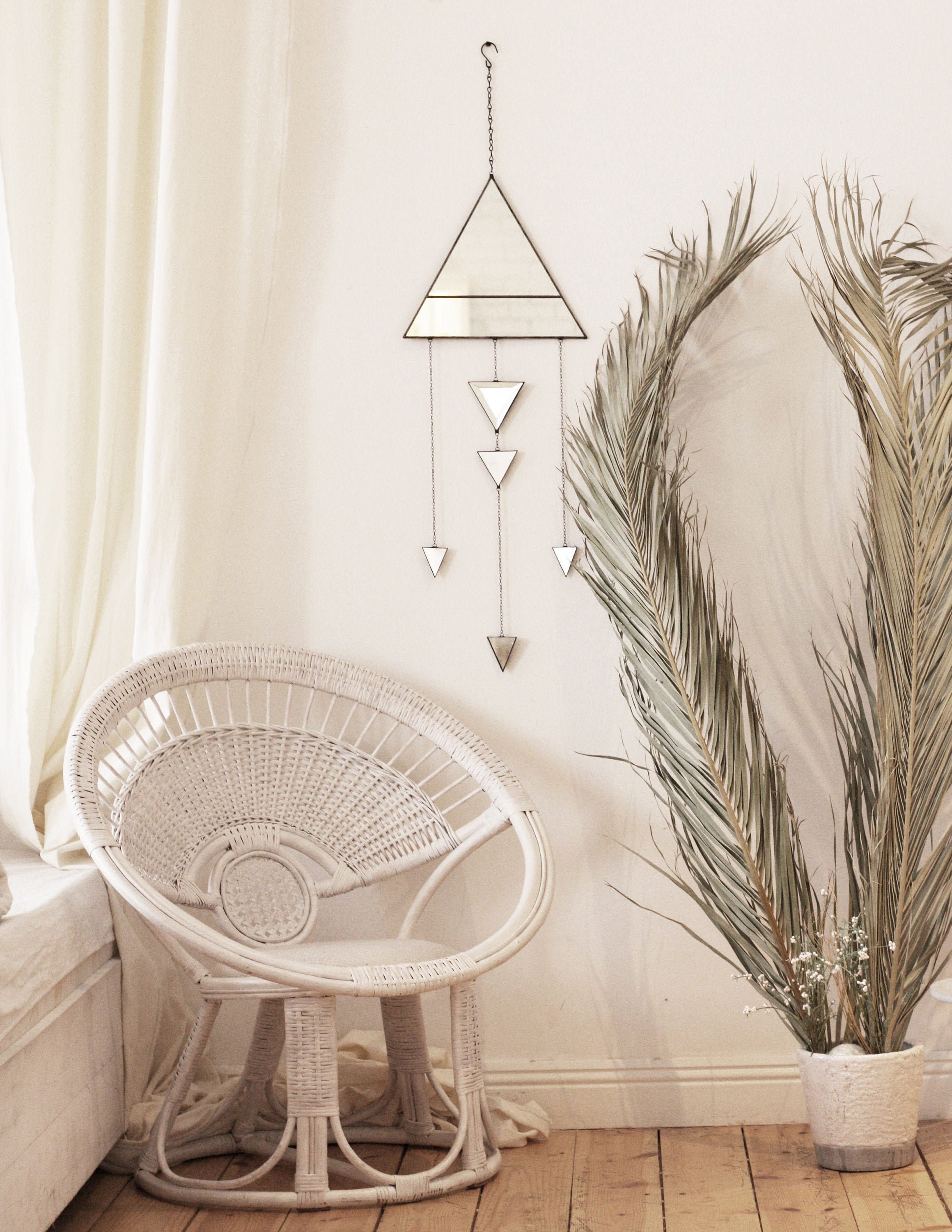 Triangle wall hanging Geometric wall decor Boho Wall Mirror Etsy