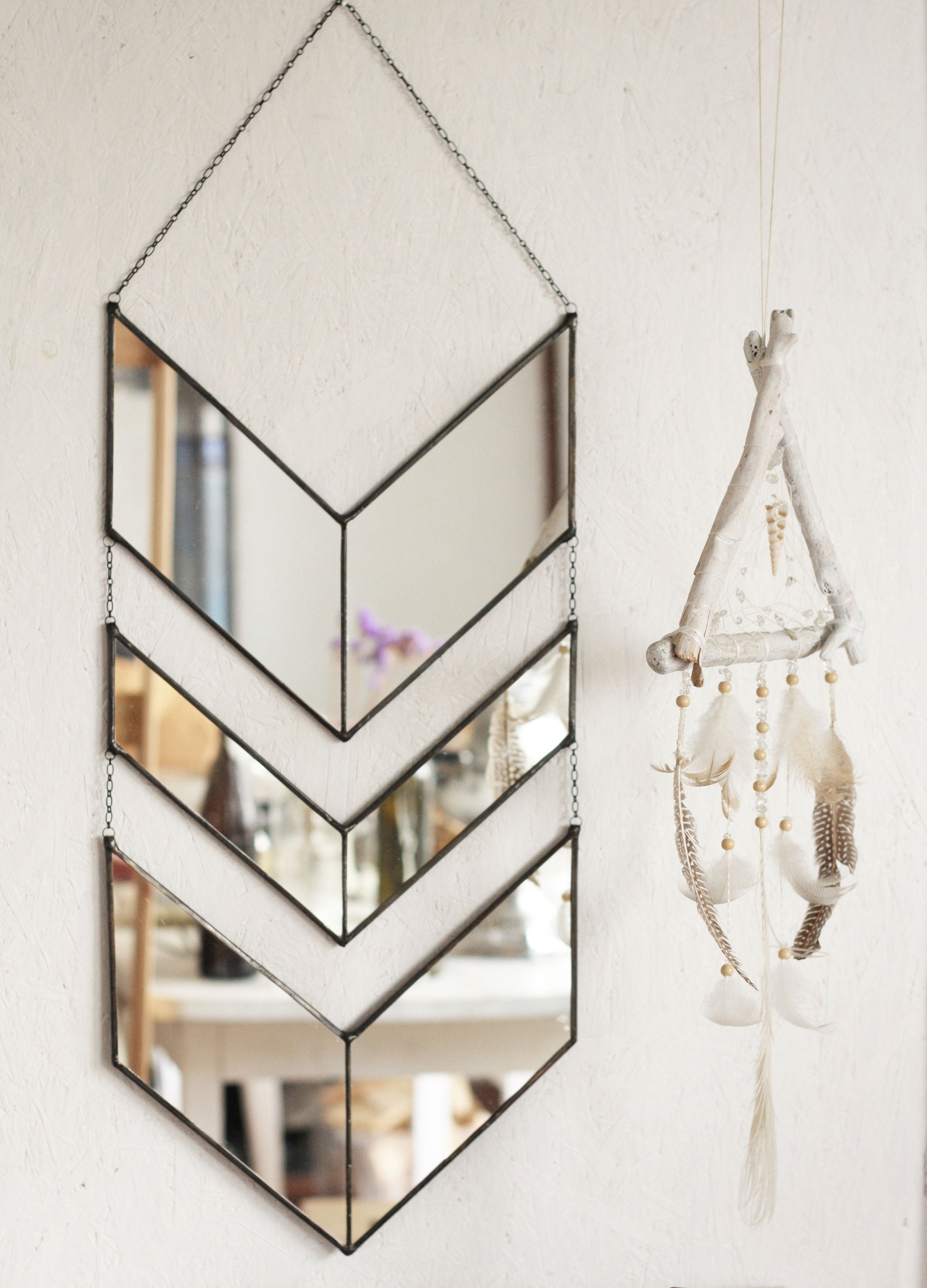 Tribal wall art Hanging mirror boho mirror wall decor boho Etsy