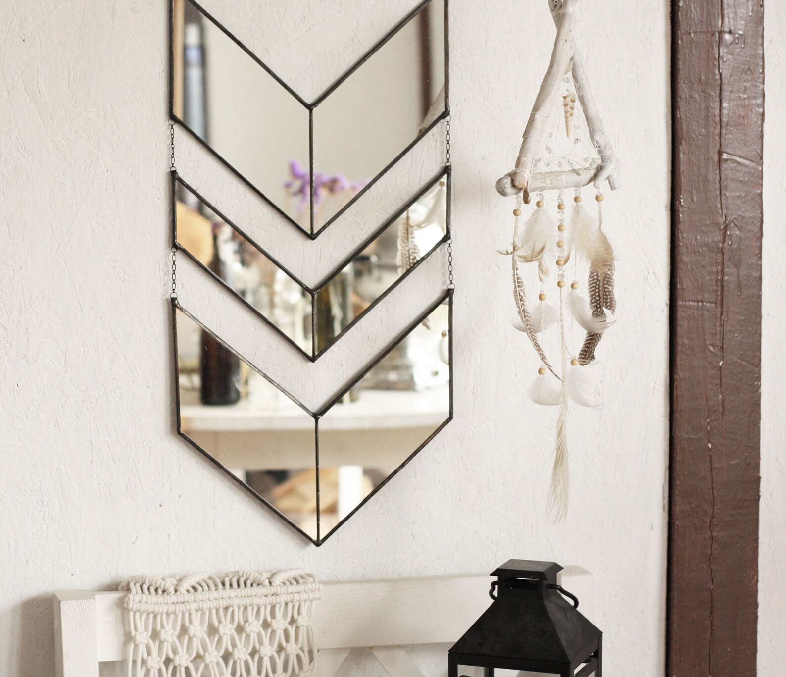 Tribal wall art Hanging mirror boho mirror wall decor boho | Etsy