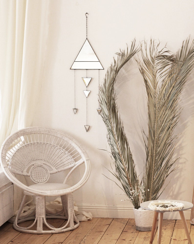 Triangle wall hanging Geometric wall decor Boho Wall Mirror Etsy