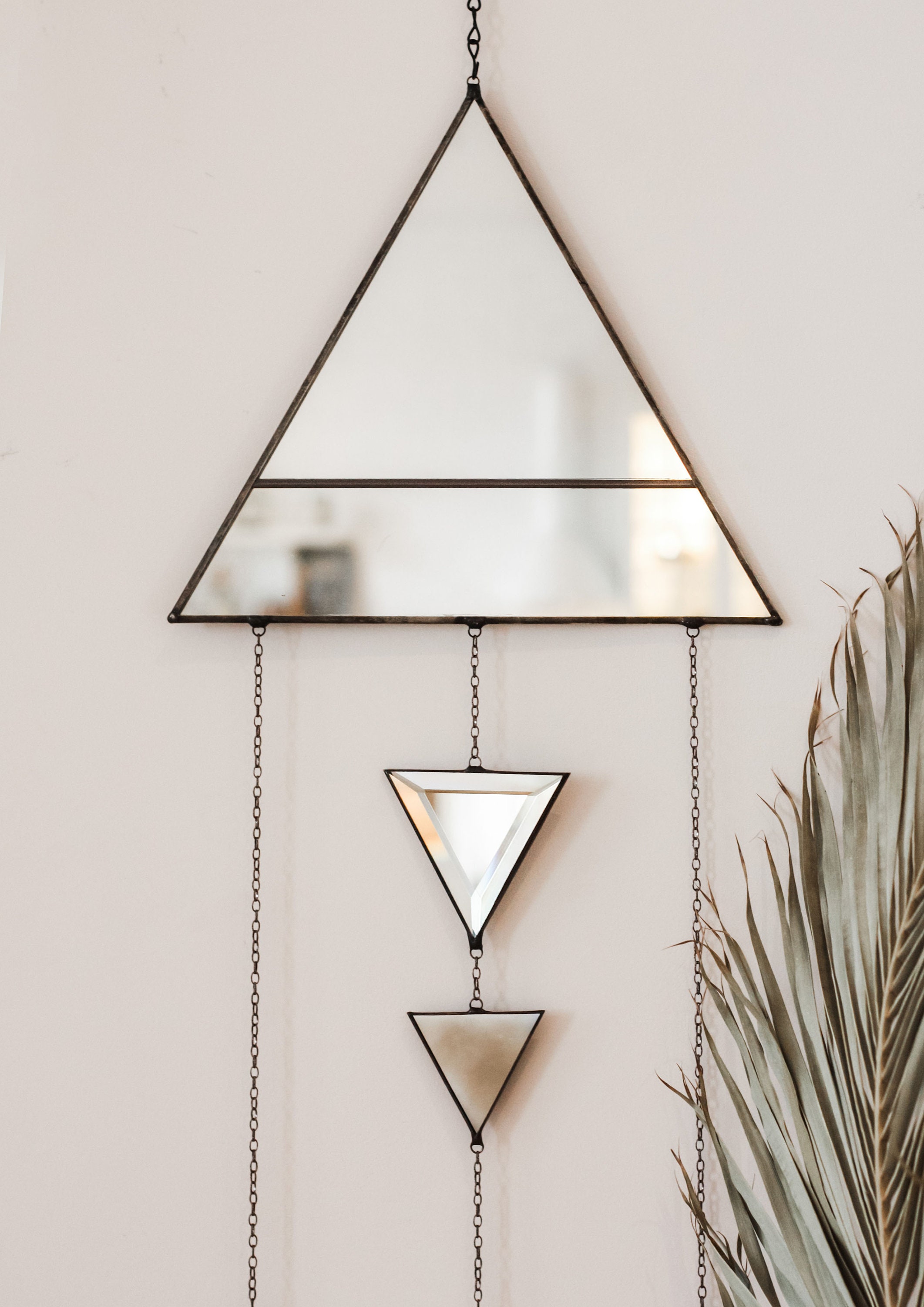 Triangle wall hanging Geometric wall decor Boho Wall Mirror Etsy