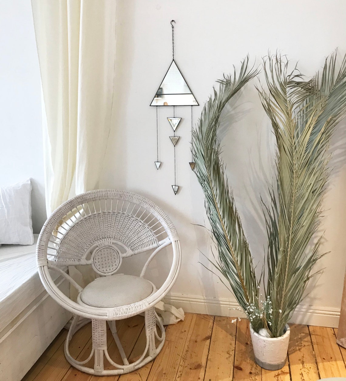 Triangle wall hanging Geometric wall decor Boho Wall Mirror Etsy