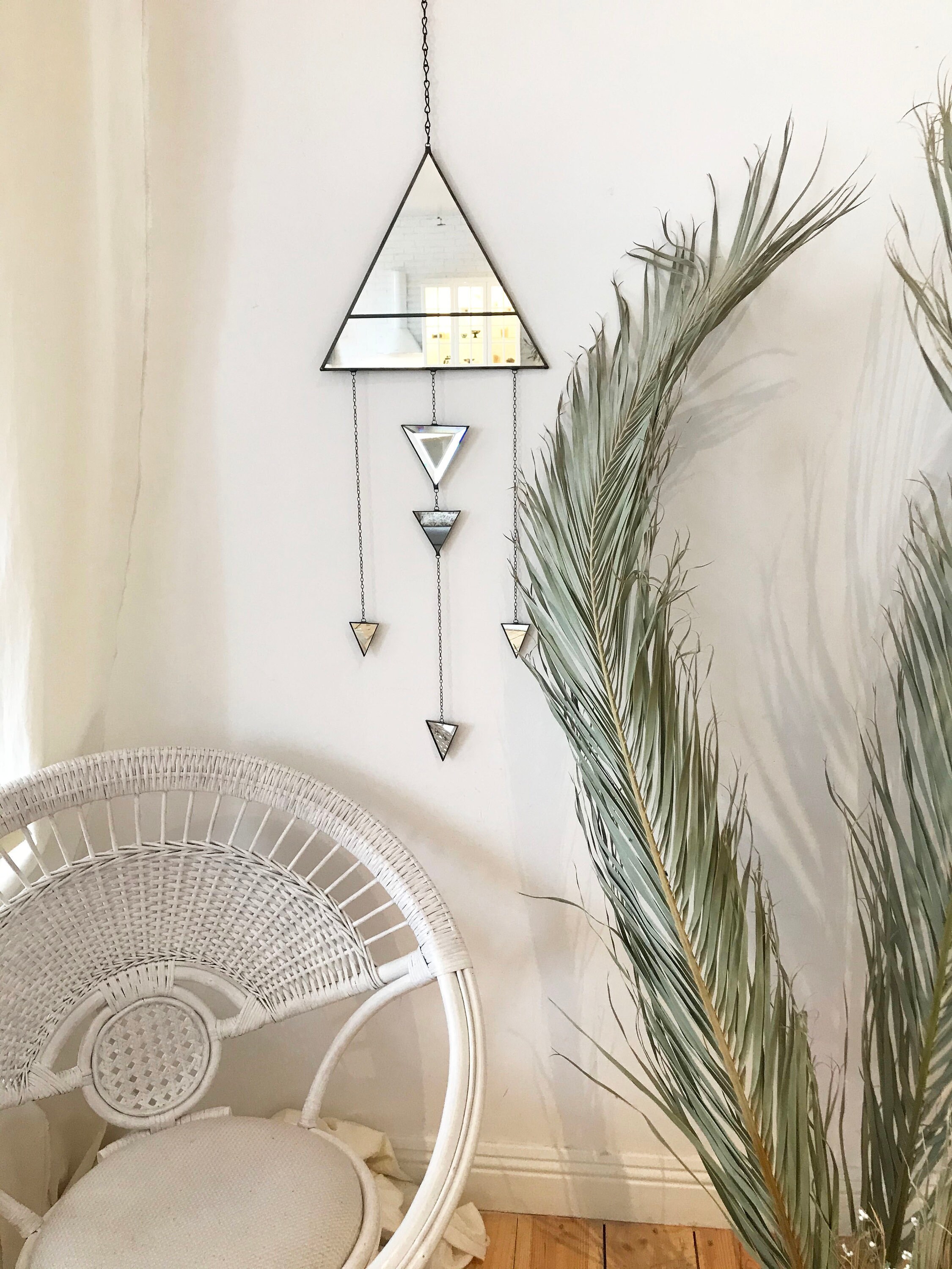 Triangle wall hanging Geometric wall decor Boho Wall Mirror Etsy