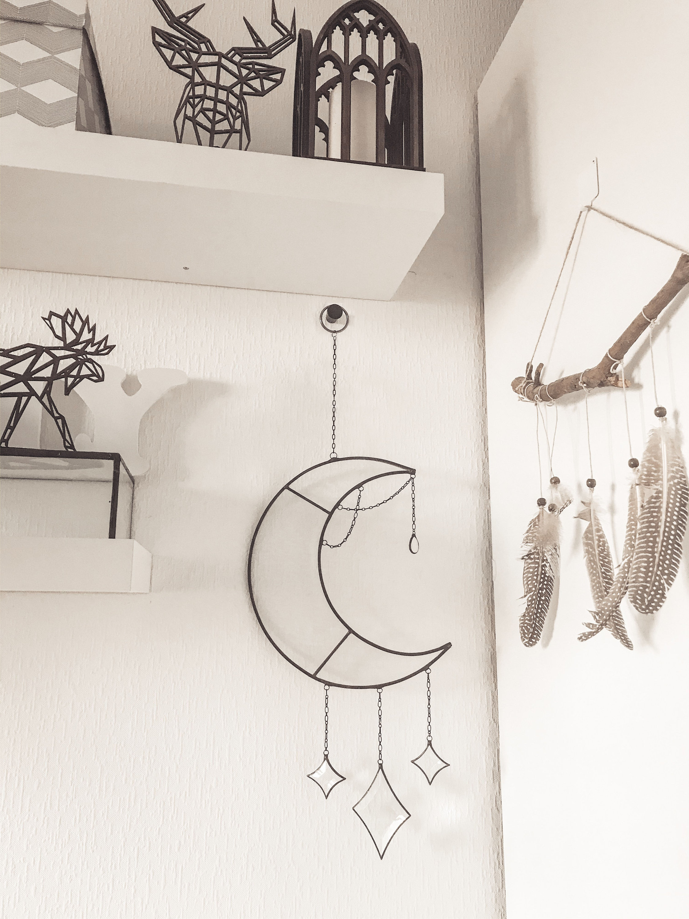 Crescent moon wall hanging moon wall decor bohemian wall Etsy