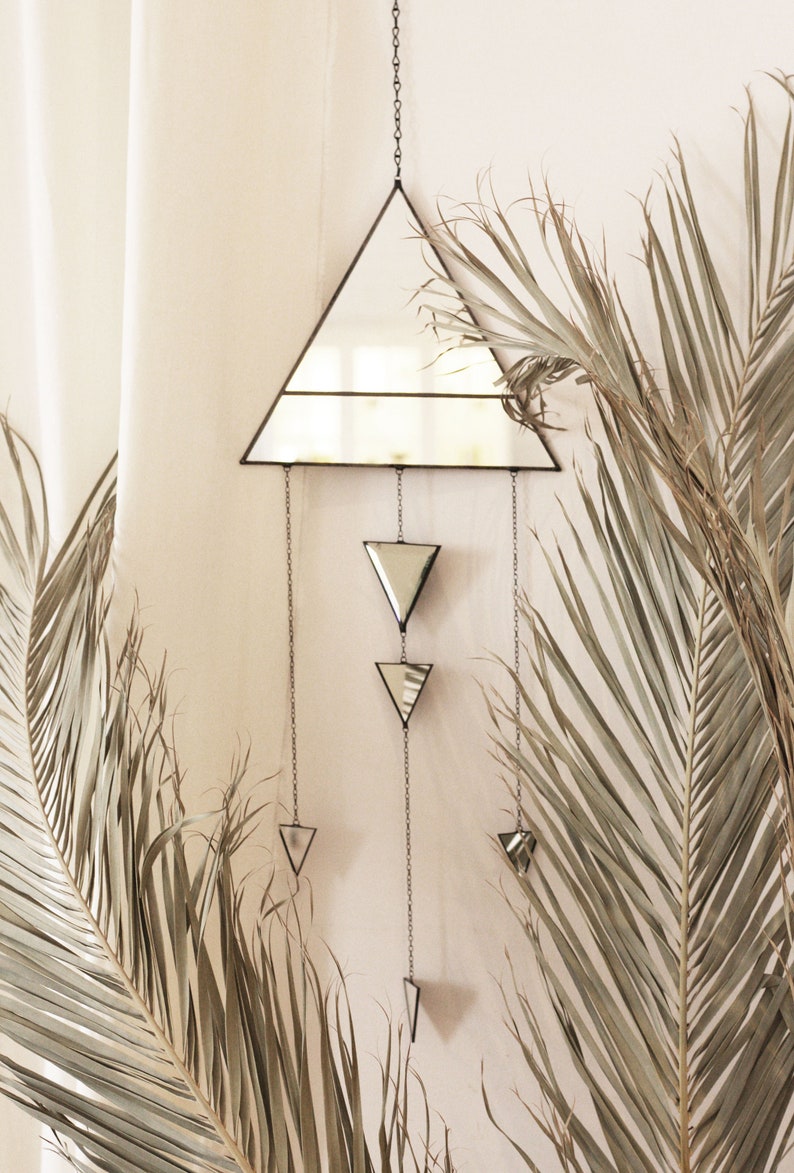 Triangle wall hanging Geometric wall decor Boho Wall Mirror Etsy
