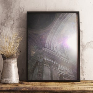 Photography of sacred architecture in Rome Italy, Divine light in Religious building, Abstract architecture photography print