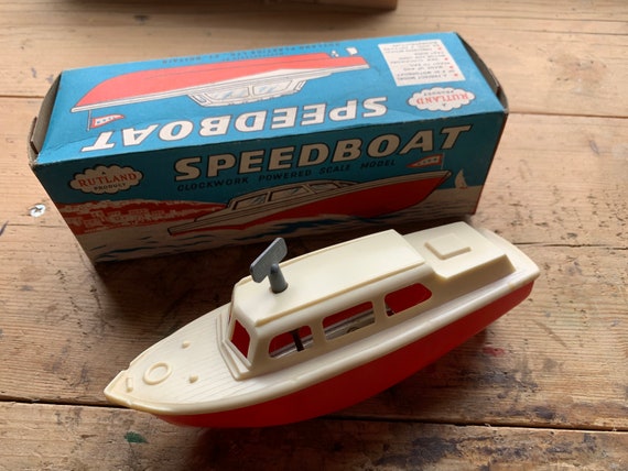 Wind-up Ruderboot Retro Uhrwerk Zinn Spielzeug Sammler Geschenk #a 