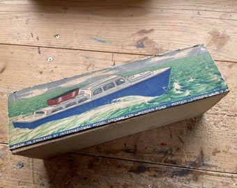 Jouet Ancien Penguin Bateau Mécanique Hors-Bord Avec Clé, Fabriqué En Angleterre - Vintage