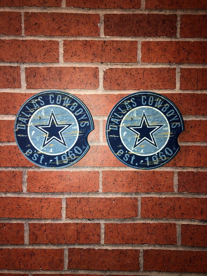 Dallas Cowboy Set of 2 Sandstone Car Coasters Etsy