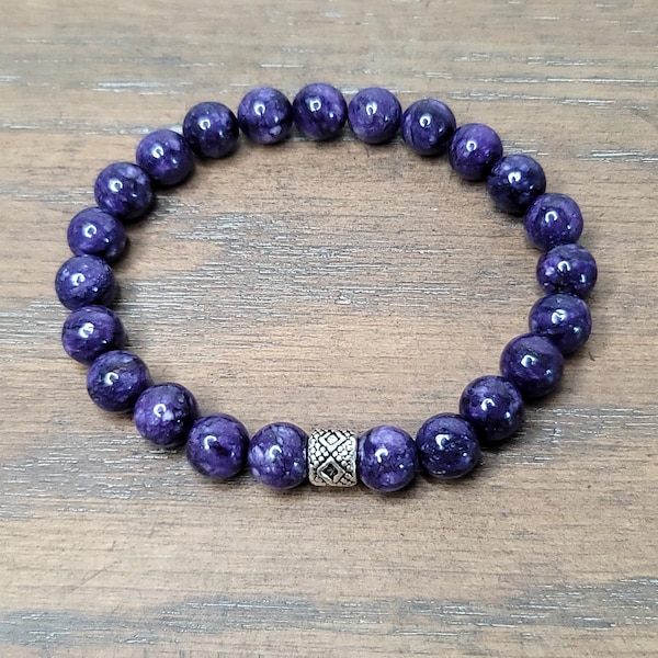 AAA+ Grade Deep Purple Charoite Genuine Bracelet , 8mm Charoite Genuine Bracelet