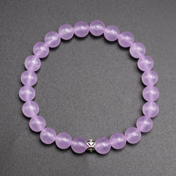 Purple Jade Bracelet with 925 Silver for Men / Women , 8mm