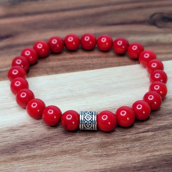 Red Coral Bracelet for Men/Women 8mm