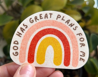 God Has Great Plans For Me sticker, Christian children’s sticker, Catholic rainbow sticker