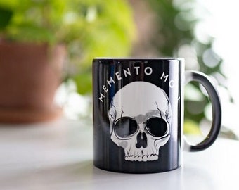 Color Changing Halloween Mug, Memento Mori Coffee Mug, Color Morphing Mug, 11oz, Spooky Halloween mug, Skull Halloween Mug