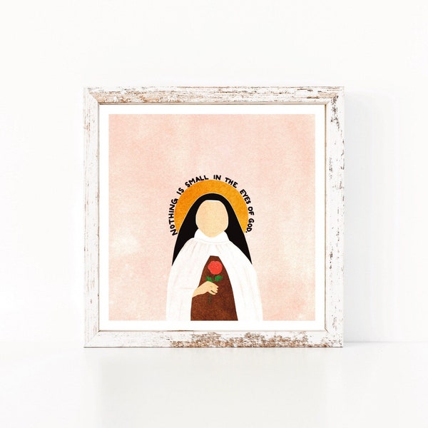 St. Therese of Lisieux Print, 6x6 in, St. Therese of Lisieux Wall Art, St. Therese of Lisieux Illustration