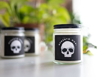Memento Mori Candle, Skull Candle, Skull Scented Candle, 9oz