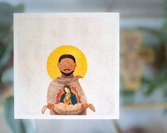 St. Juan Diego Art Print, 6x6 inch Catholic Saint Wall Art