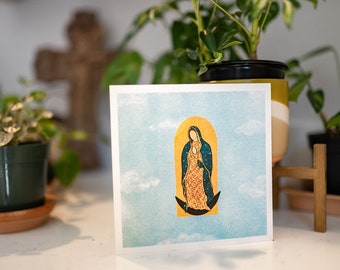 Our Lady of Guadalupe Illustration, 6x6 inch Catholic Saint Wall Art