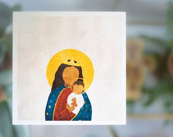 Our Lady of Good Counsel Illustration, 6x6 inch Catholic Saint Wall Art