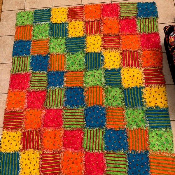 Bright Flannel Rag Quilt