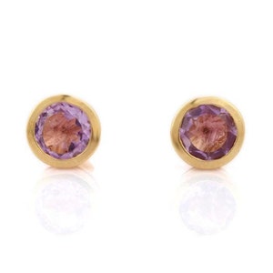 14K Gold Amethyst Stud Earrings: February Birthstone Jewelry