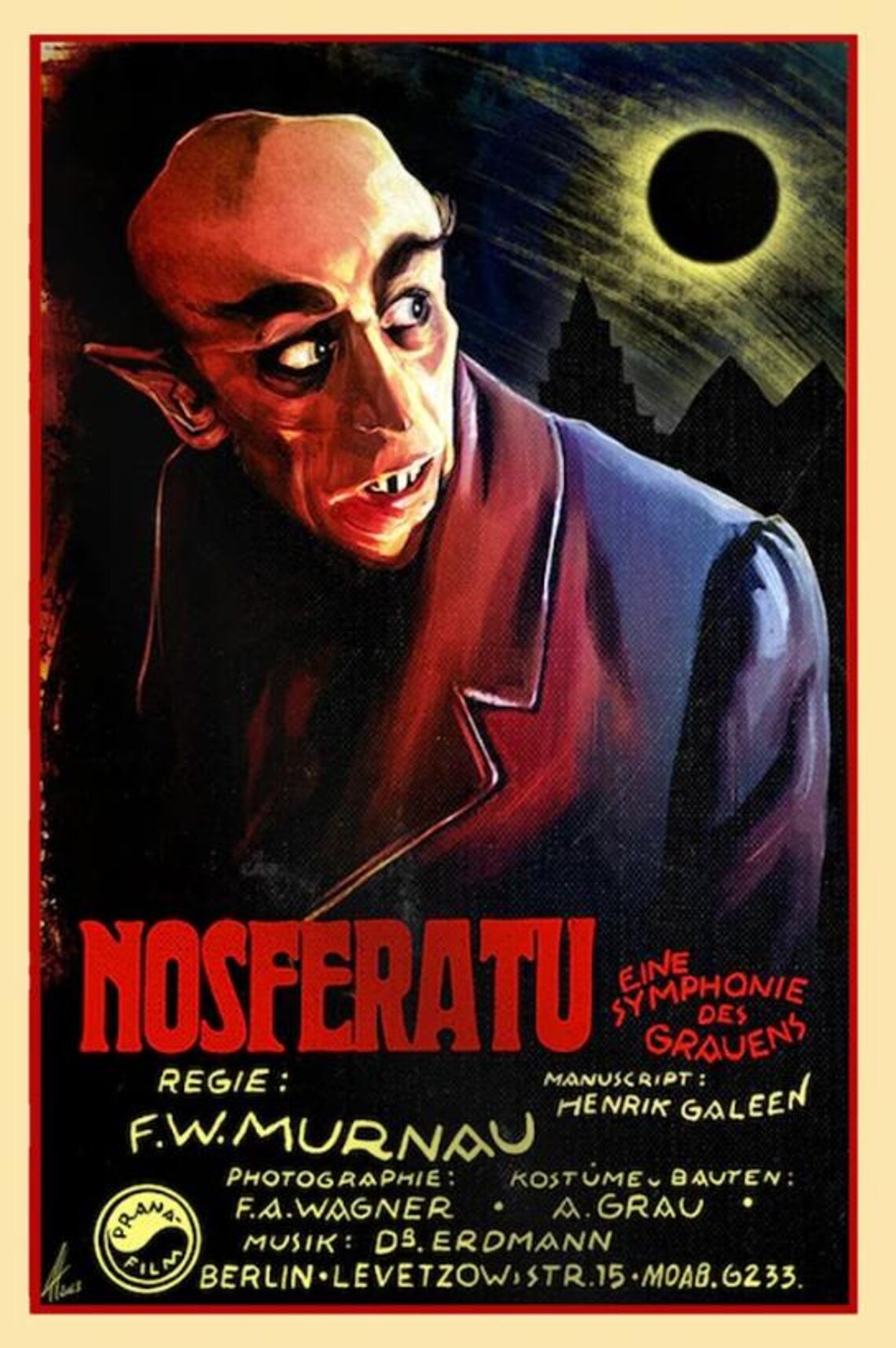 Nosferatu 1922 Movie Poster 24x36 Silent Horror Masterpiece F W Nosferatu 1922 Movie Poster 24x36 Silent Horror Masterpiece F W