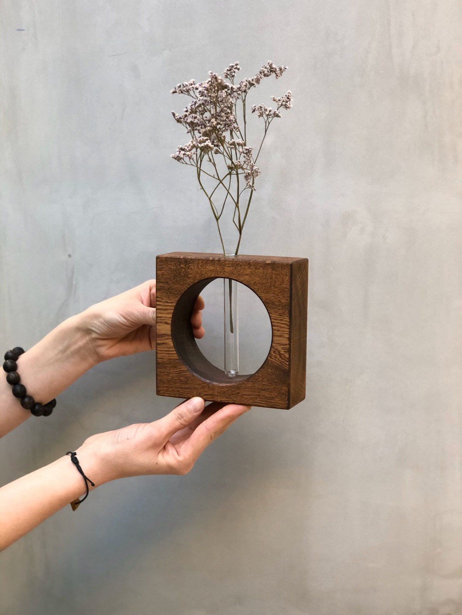 Wooden Vase CUBE table centerpiece Handmade Etsy