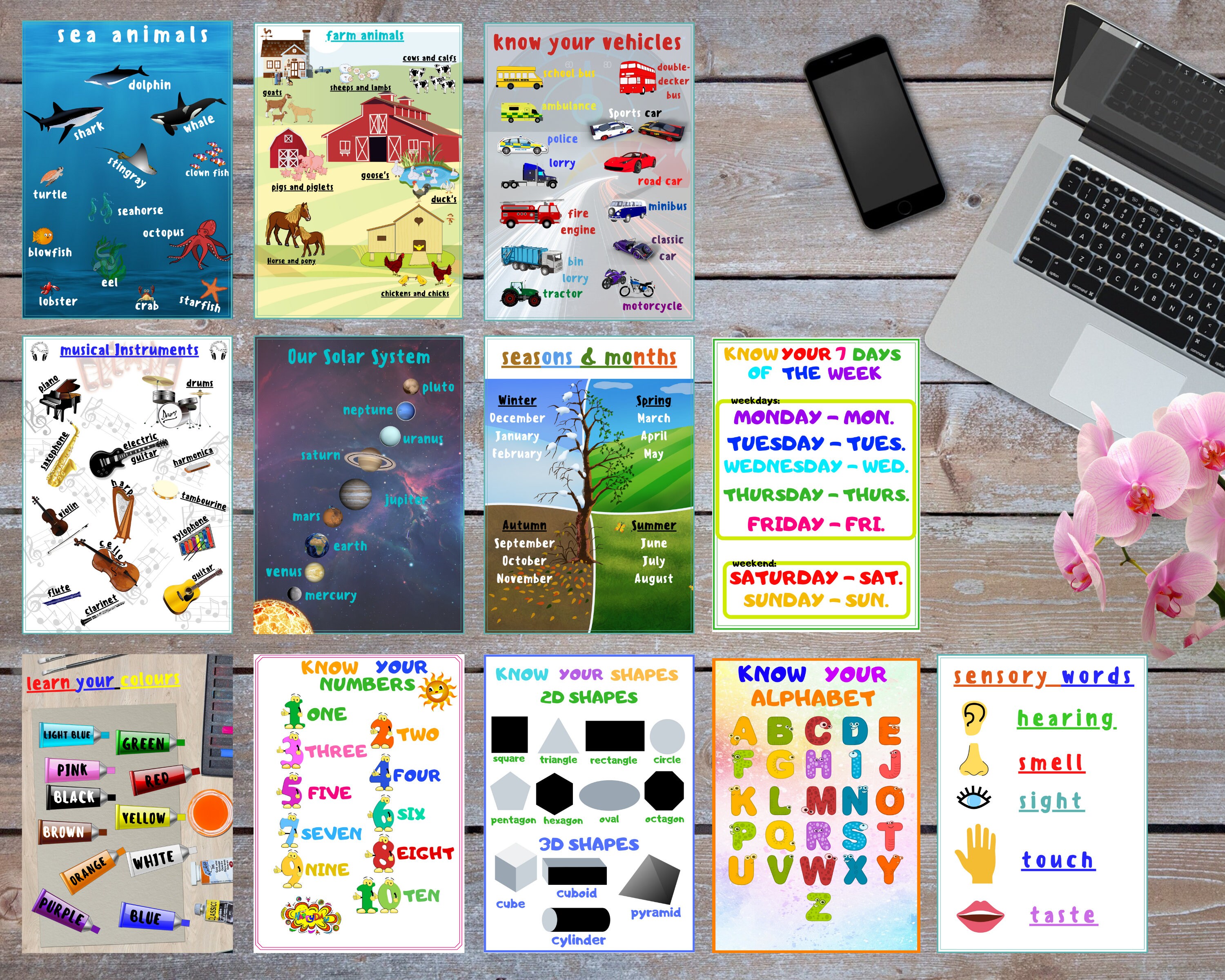 12 Pack Educational Posters Primary School Early Learning Etsy