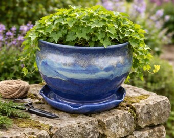 Handmade Pottery Planter, Ceramic Flower Pot, Stoneware Crock