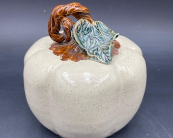 Handmade Pottery Pumpkin, Ceramic Fall Decor, Stoneware Pot