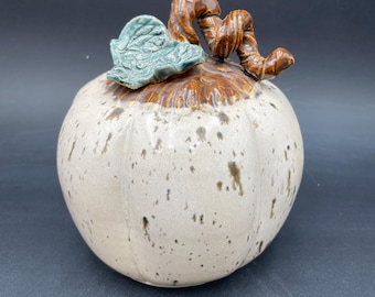 Handmade Pottery Pumpkin, Ceramic Fall Decor, Stoneware Pot