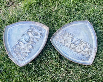 Handmade Set of Two Pizza Plates, Pottery Dishes, Ceramic Serving Dish