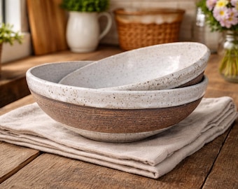 Handmade Nesting Bowl Set, Stoneware Serving Dishes, Wheel Thrown Pottery, Ceramics