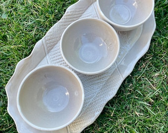 Handmade Pottery Serving Platter and Bowl Set, Ceramic Dishes