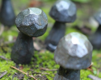 Mini Mushrooms, house plant accessory, pixie garden, hand forged, wrought iron