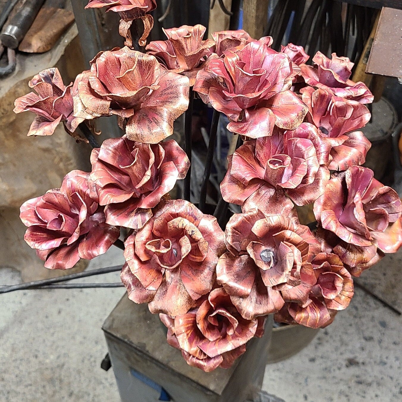 Forged copper rose, 7th anniversary, personalized, gift hand made