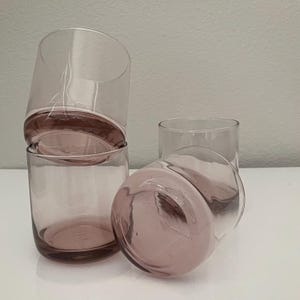 Libbey LRS29 Pale Pink Old Fashioned Glasses Vintage Barware Midcentury Tumblers Retro Lowball Glass set