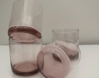 Libbey LRS29 Pale Pink Old Fashioned Glasses Vintage Barware Midcentury Tumblers Retro Lowball Glass set