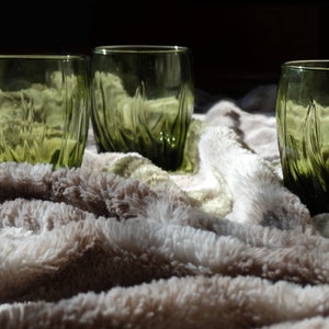 Set of 3 Double Old Fashioned Glasses Central Park Ivy Green Anchor Hocking Discontinued Lowball Barware