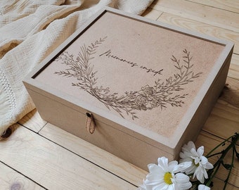 Family box, keepsake box, Wood Personalized box, wooden memory box with lid, keepsake gift box, Handmade engraved box. Gift box for baby,