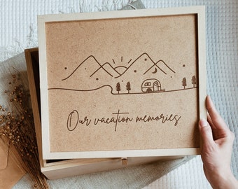 Family vacation box, keepsake box,Personalized box, wooden memory box with lid, keepsake gift box, Handmade engraved box. Gift box for baby,