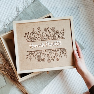 Boite souvenirs, boite à souvenirs, souvenir de naissance, personnalisation avec prénom en 3D, boîte à souvenirs personnalisée, boite MDF