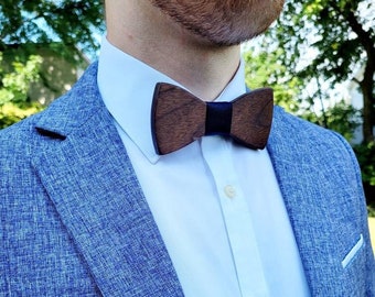 pajarita de madera, pajarita de madera personalizada de nogal negro, pajaritas a juego para padre e hijo, regalos personalizados para padrinos de boda, pajarita boho para novios,